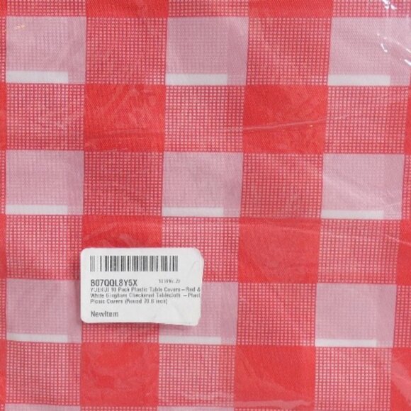 70.8" Round Tablecloth 10 Pack Thin Long & Thin Red White Checkerboard NWT - Picture 3 of 8